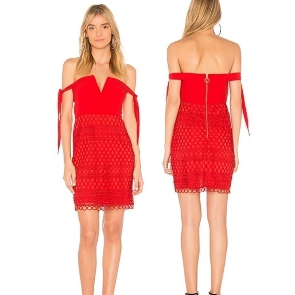 Stylestalker Red Off Shoulder Dress - Picture 6 of 6